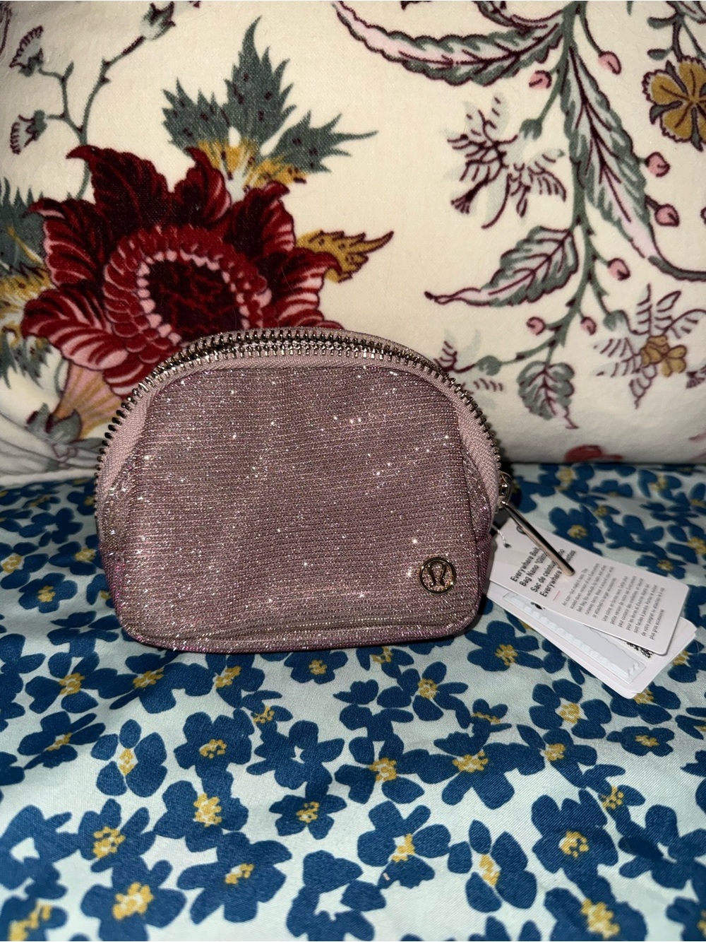lululemon athletica Glitter Dusty Rose Mini Cosmetic Pouch